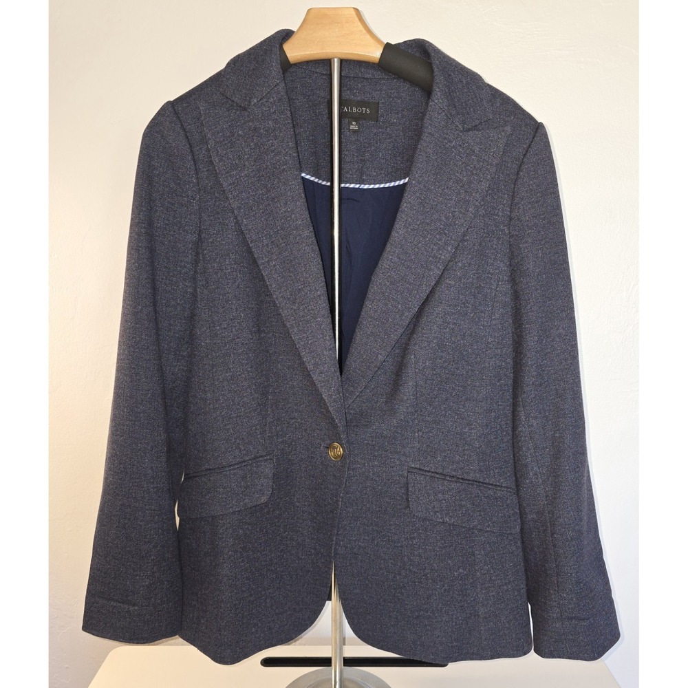 Vintage‎ TALBOTS Women's Blue Blazer Size 10 Gold Buttons -332
